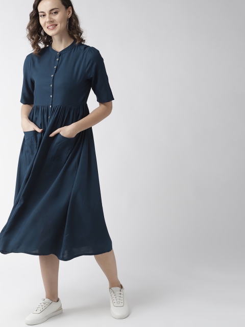 

Mast & Harbour Women Navy Blue Solid A-Line Dress