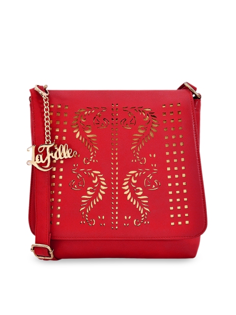 

LaFille Red & Gold-Toned Solid Sling Bag