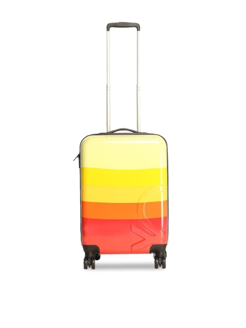 

United Colors of Benetton Red & Yellow Striped Cabin Trolley Suitcase, Multi