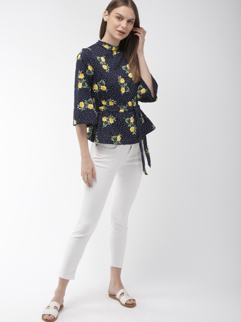 

Mast & Harbour Women Navy Blue Floral Print Top