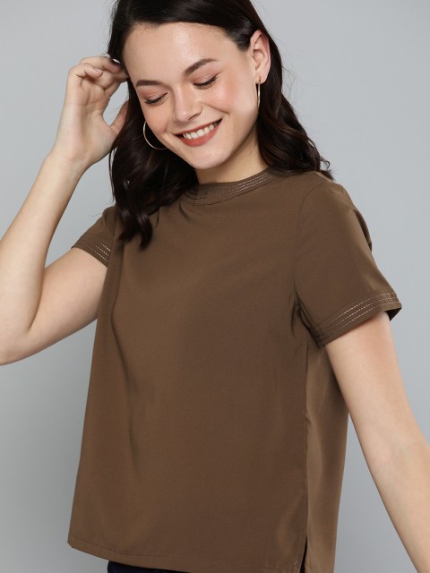 

Mast & Harbour Women Brown Solid Top