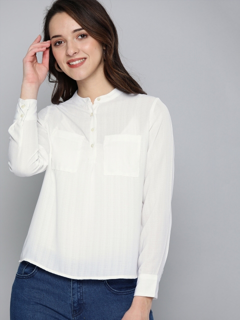 

Mast & Harbour Women White Solid Shirt Style Top