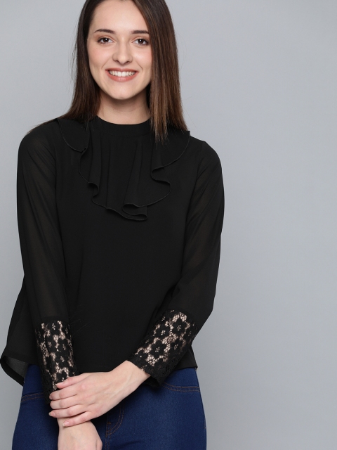 

Mast & Harbour Women Black Solid Top