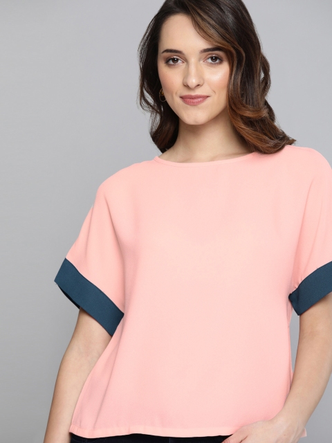 

Mast & Harbour Women Pink Solid Boxy Top