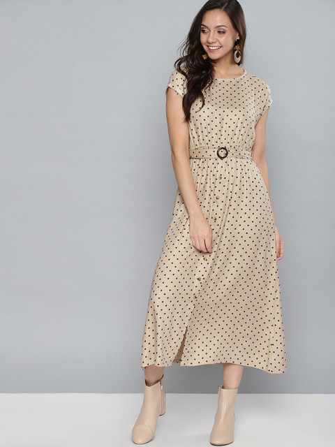 

Mast & Harbour Women Printed Beige A-Line Dress