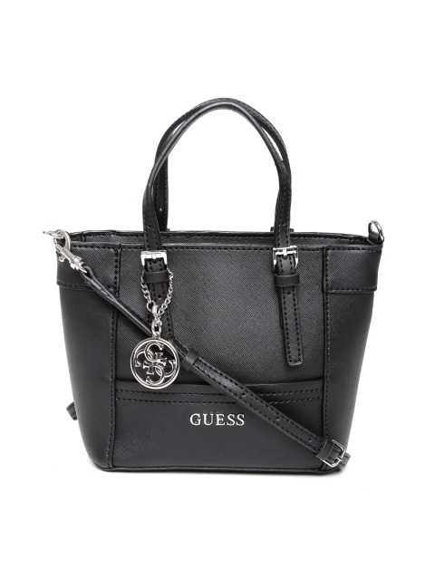 

GUESS Black Textured Handbag with Sling Strap