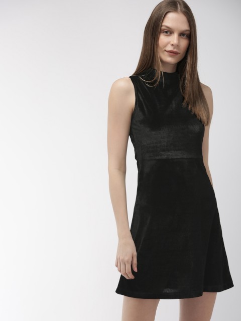 

Mast & Harbour Women Solid Black A-Line Dress