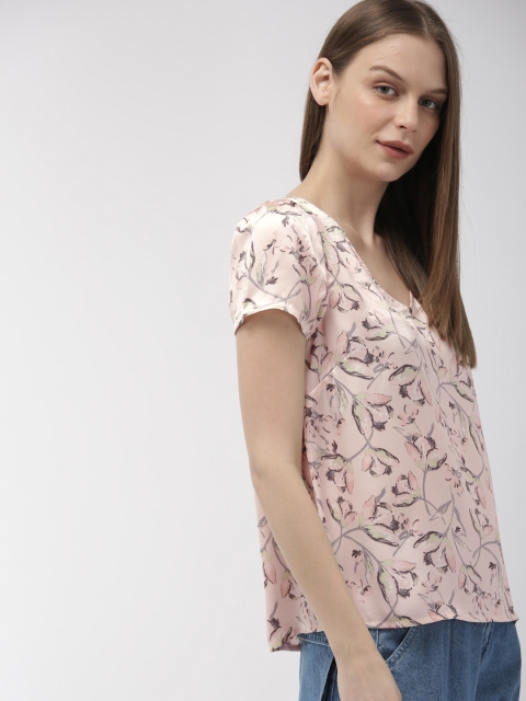 

Mast & Harbour Women Peach-Coloured Floral Print Top