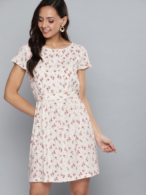 

Mast & Harbour Women Floral Printed Off-White A-Line Dress