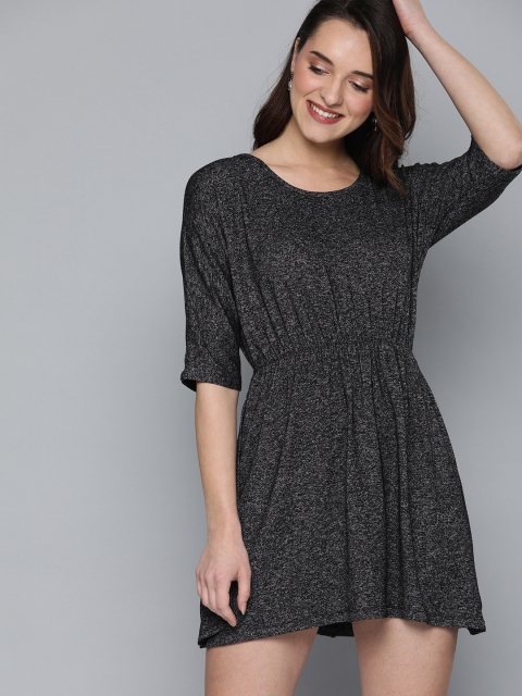 

Mast & Harbour Women Black Solid Fit and Flare Dress