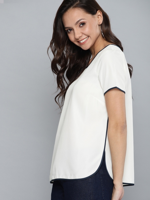 

Mast & Harbour Women White Solid Boxy Top