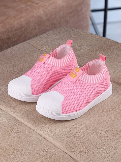 

Walktrendy Girls Pink & White Colourblocked Slip-On Sneakers