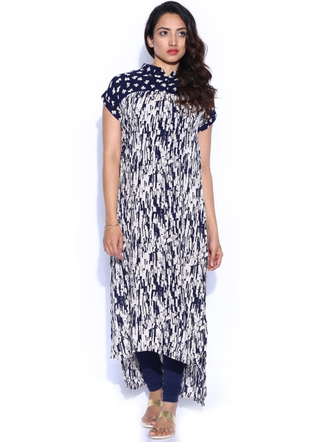

Vishudh Navy & Off-White Printed Kurta, Navy blue
