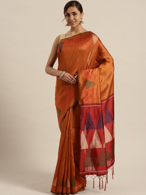 

Saree mall Rust Orange Woven Design Saree