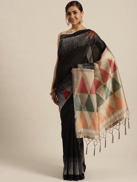 

Saree mall Black & Beige Woven Design Saree