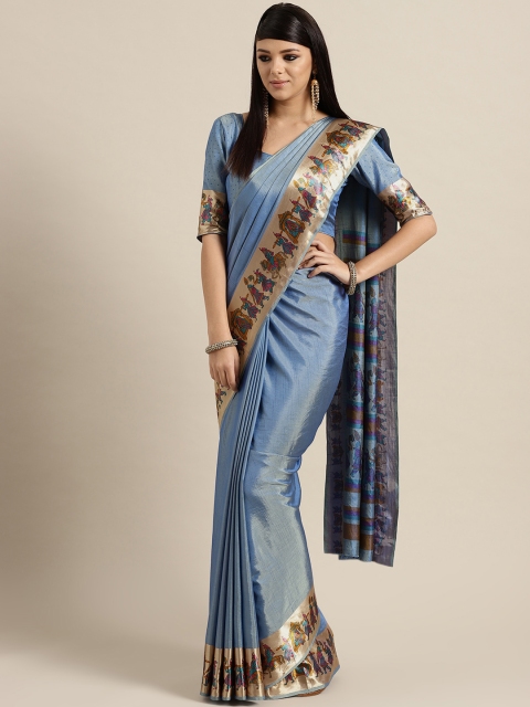 

Saree mall Blue Solid Saree