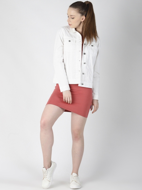 

Blue Saint Women White Solid Denim Jacket