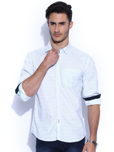 

Highlander White Printed Slim Fit Casual Shirt