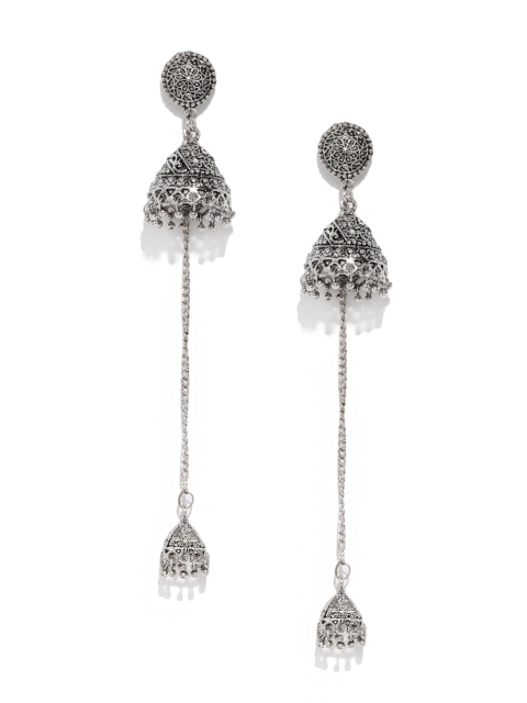 

Zaveri Pearls Silver-Plated Dome Shaped Jhumkas