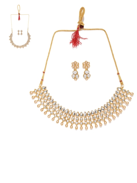 

Zaveri Pearls Set Of 2 Gold-Plated Kundan & Pearls Studded Jewellery Sets