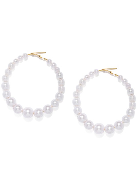 

Zaveri Pearls White & Gold-Toned Circular Hoop Earrings
