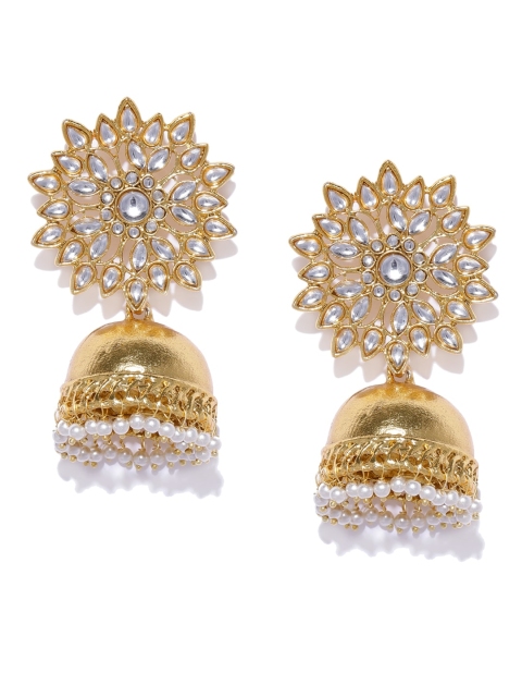 

Zaveri Pearls Gold-Toned & White Dome Shaped Jhumkas