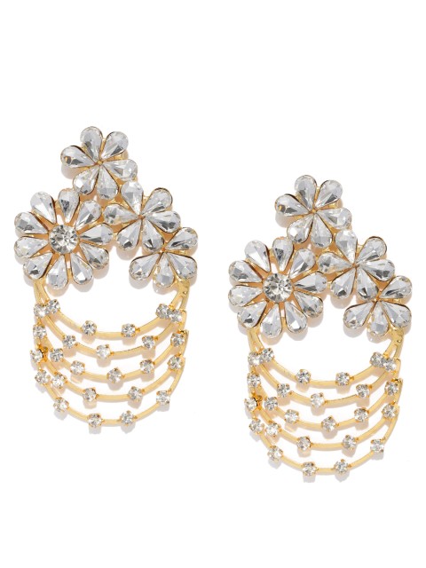 

Zaveri Pearls Gold-Toned Crystals Studded Contemporary Drop Earrings