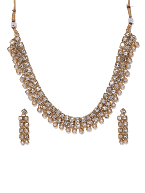 

Zaveri Pearls Gold-Toned Antique Stones & Beads Studded Jewellery Set