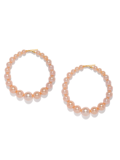 

Zaveri Pearls Gold-Toned Circular Beaded Hoop Earrings