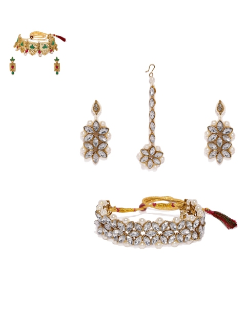 

Zaveri Pearls Set Of 2 Gold-Plated Studded Jewellery Sets