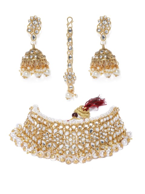 

Zaveri Pearls Women Traditional Kundan & Pearls Jewellery Set, Gold