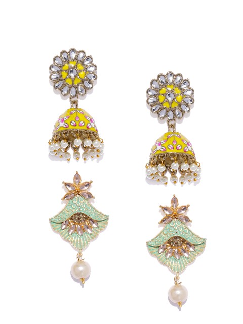 

Zaveri Pearls Women Set Of 2 Earrings, Gold