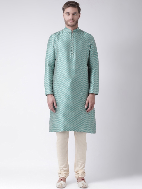 

DEYANN Men Blue Printed Straight Kurta