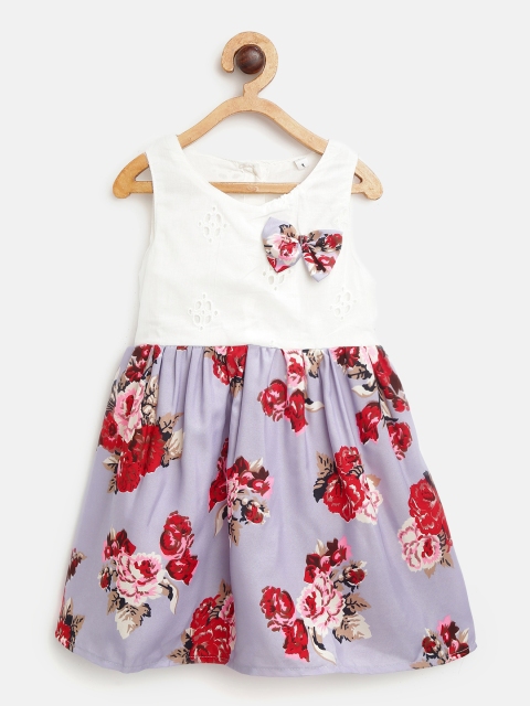 

CHUTPUT Girls Lavender Printed Fit and Flare Dress