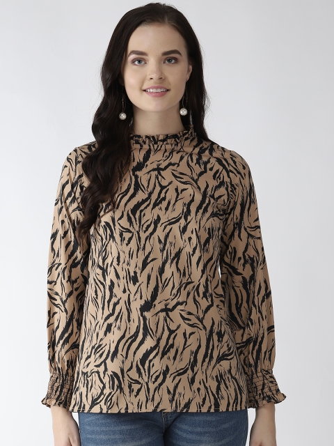 

plusS Women Brown & Black Printed Top