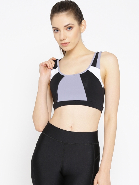 

SATVA Black & Lavender Colourblocked Non-Wired Lightly Padded Sports Bra WS19202PR