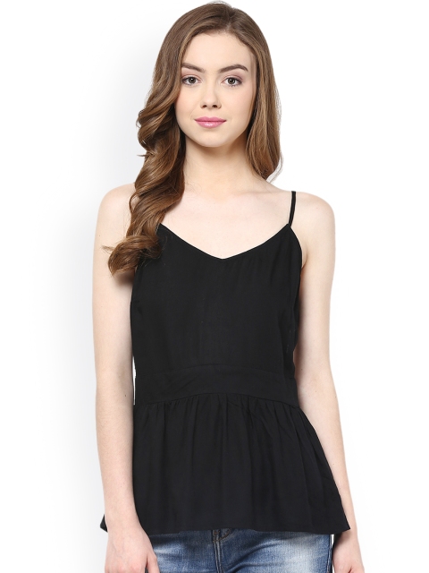 

Hapuka Black Peplum Top with Cut-Out Back