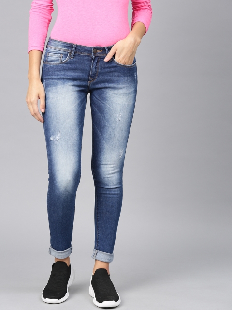 

American Crew Women Blue Slim Fit Mid-Rise Clean Look Stretchable Jeans
