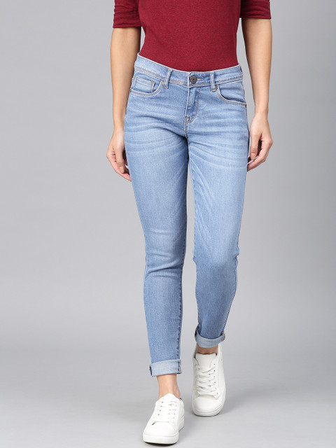 

American Crew Women Blue Slim Fit Mid-Rise Clean Look Stretchable Jeans