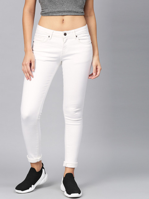 

American Crew Women White Slim Fit Mid-Rise Clean Look Stretchable Jeans
