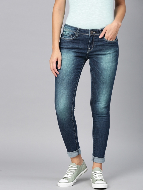 

American Crew Women Blue Slim Fit Mid-Rise Clean Look Stretchable Jeans