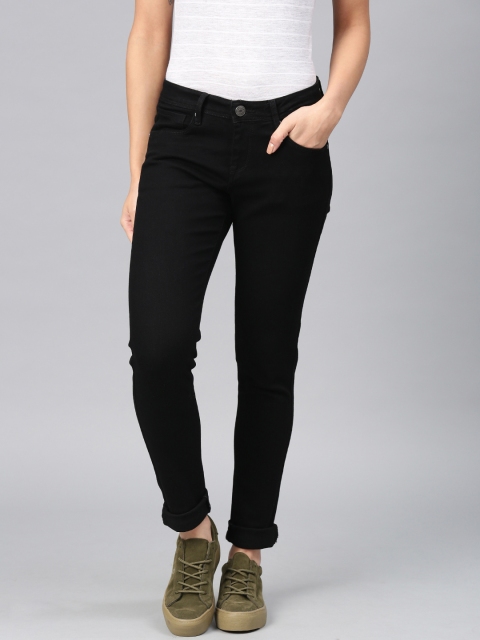 

American Crew Women Black Slim Fit Mid-Rise Clean Look Stretchable Jeans