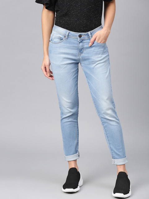 

American Crew Women Blue Slim Fit Mid-Rise Clean Look Stretchable Jeans