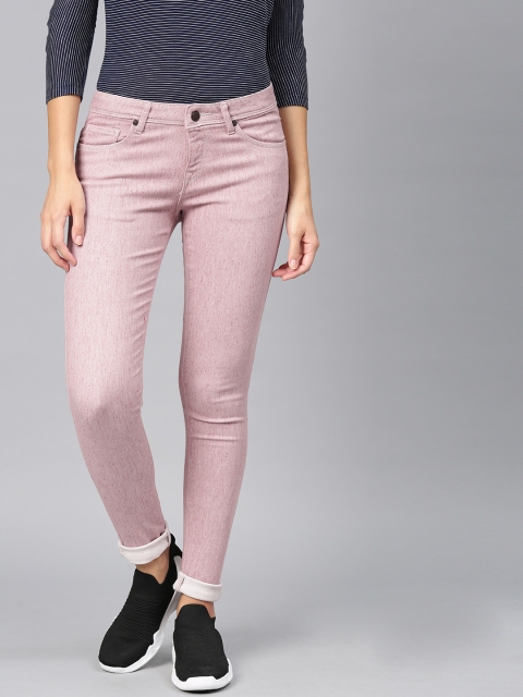 

American Crew Women Pink Slim Fit Mid-Rise Clean Look Stretchable Jeans