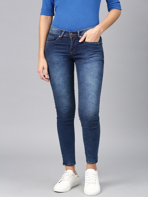 

American Crew Women Blue Slim Fit Mid-Rise Clean Look Stretchable Ankle-Length Jeans