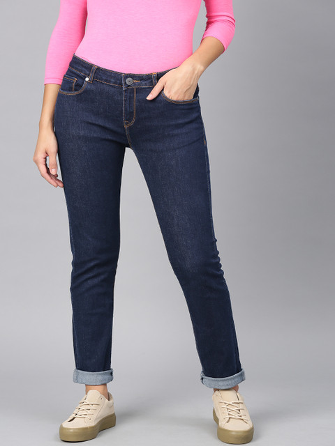 

American Crew Women Blue Slim Fit Mid-Rise Clean Look Stretchable Jeans