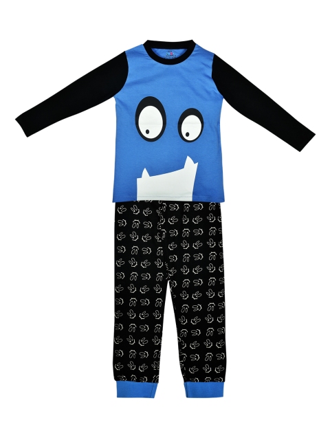 

ventra Girls Blue & Black Printed Night suit