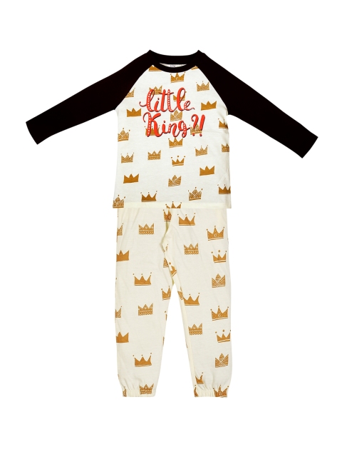 

ventra Girls Off-White Printed Night suit