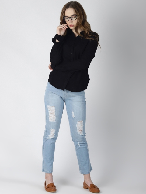 

Blue Saint Women Blue Slim Fit Mid-Rise Highly Distressed Jeans
