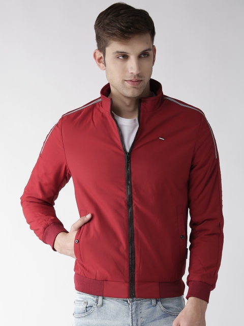 

Fort Collins Men Maroon Solid Bomber Jacket